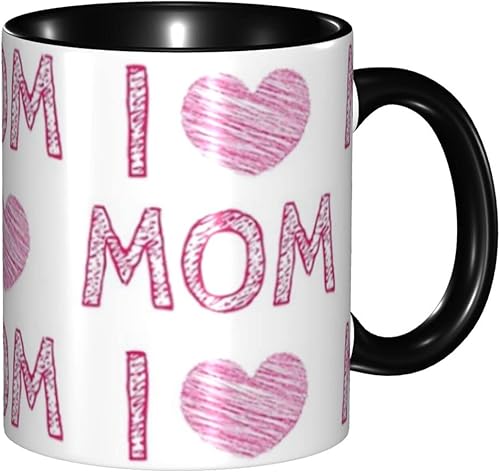 Taza de café con texto en inglés "I Love Mom", tazas de té, tazas de café, tazas de café de cerámica para mujeres y hombres, oficina, hogar, regalo