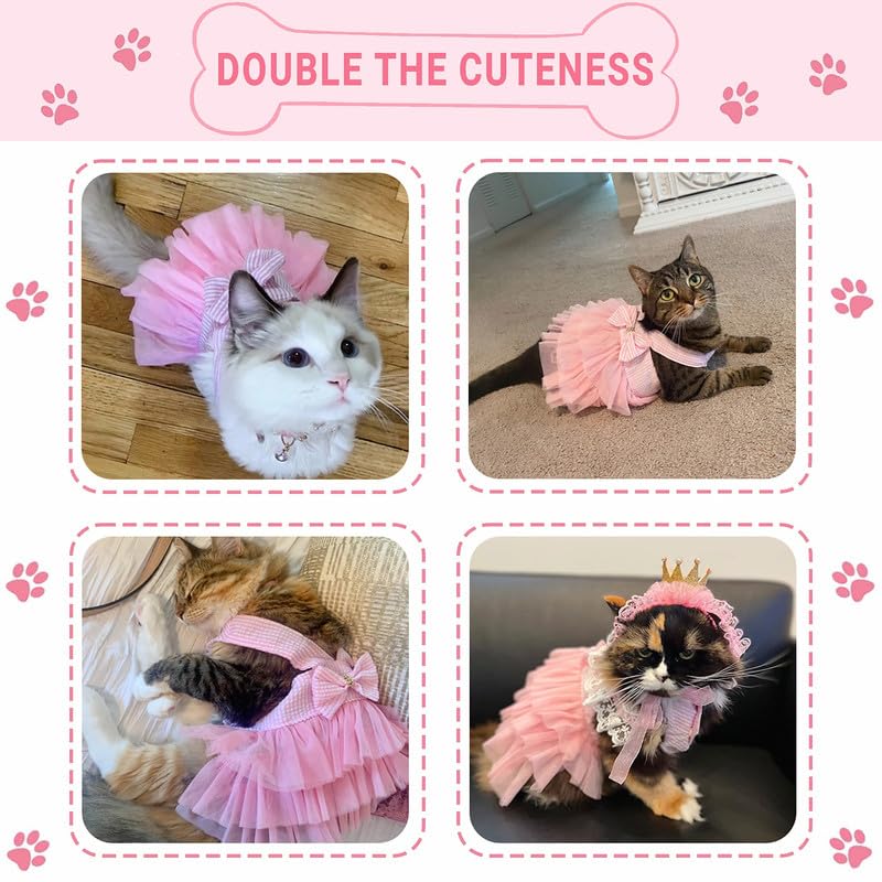 Image of TAPBULL Dog Dresses, Fashion Pet Dog Clothes, Striped Mesh Puppy Dogs Princess Dresses (Pink, Medium).