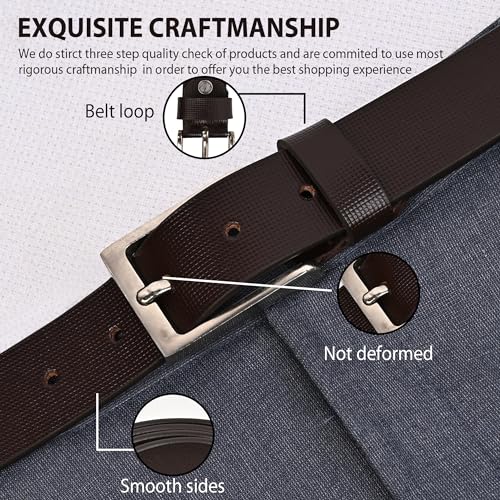 Image of HAYES LONDON Genuine Leather Belt for Men, Original Top Grain Formal and Casual Belt, Lifetime Leather Warranty (34, Sigma Brown)