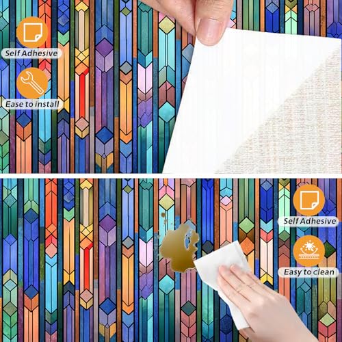Image of Nuxovilar Glass Geometric Stripe Wallpaper Peel Stick Vinyl 15.75x39.37