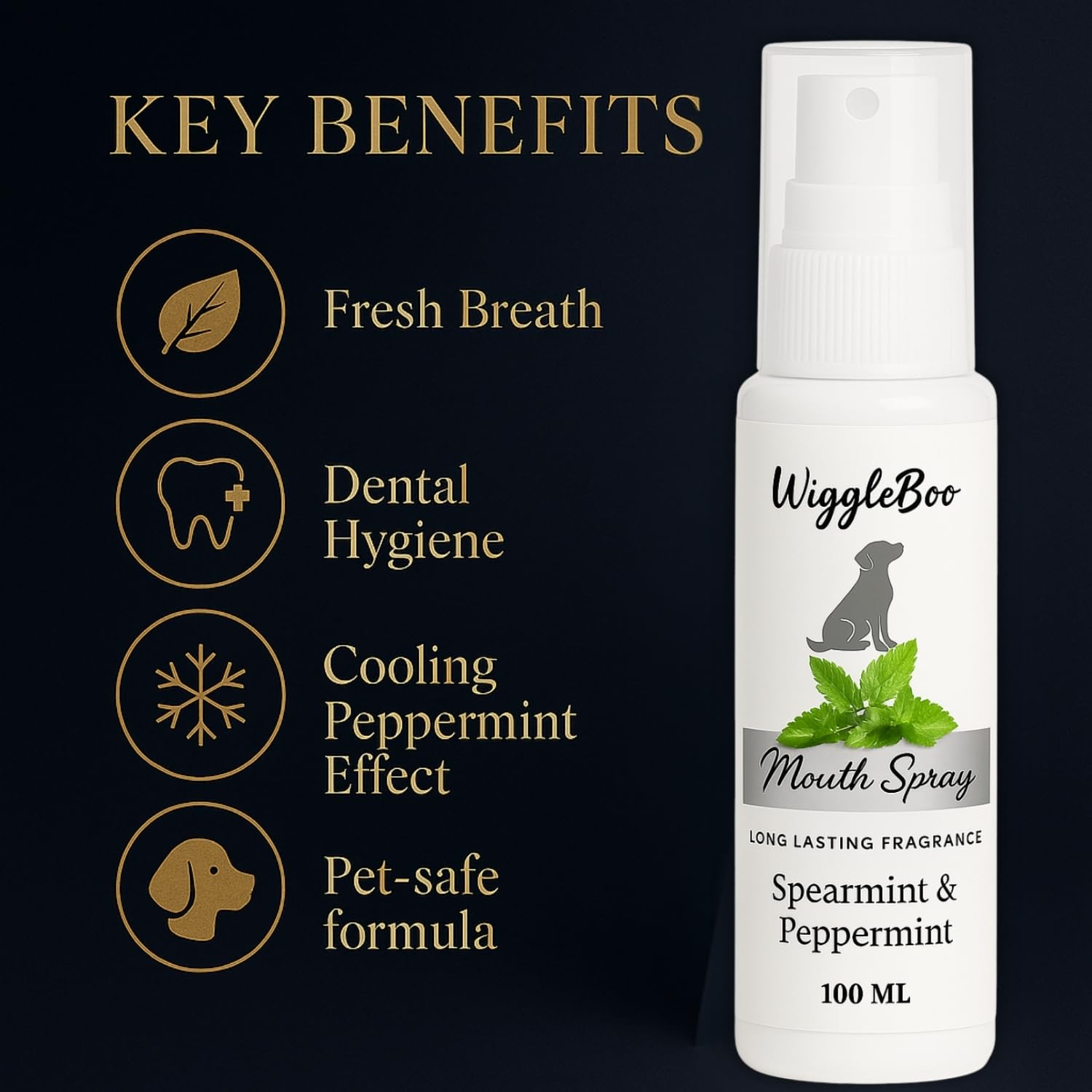 WiggleBoo Dog Mouth Spray | Clove, Cardamom & Peppermint Oral Spray for Dogs & Cats | Brush-Free Dental Care | Fresh Breath, Reduces Plaque & Tartar, Healthy Gums | Easy Daily Oral Hygiene (100ml) 4