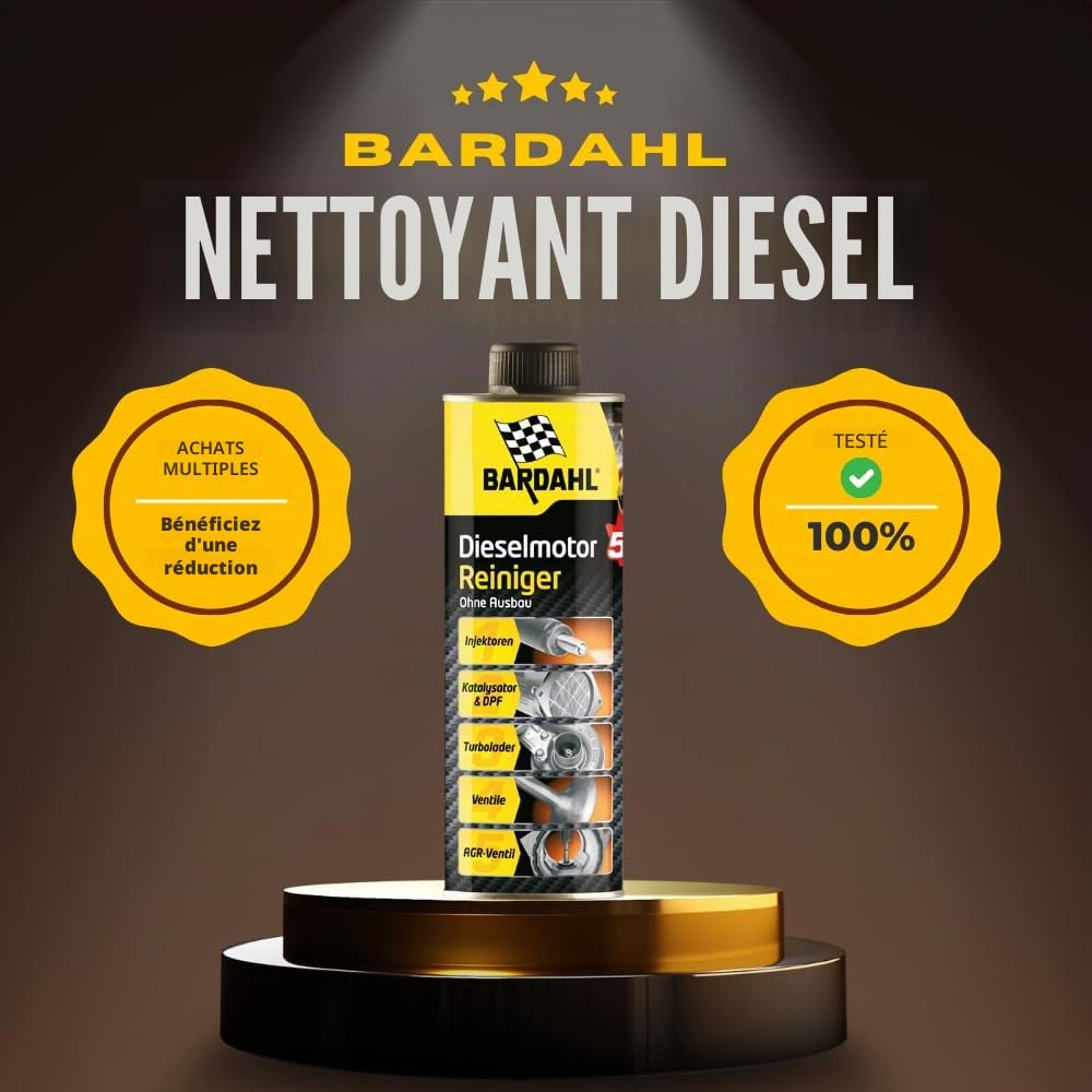 Bardahl Nettoyant moteur diesel, 5 en 1, nettoyage des soupapes AGR, du filtre à particules DPF, protection du système d’injection, 500 ml, 3 pièces