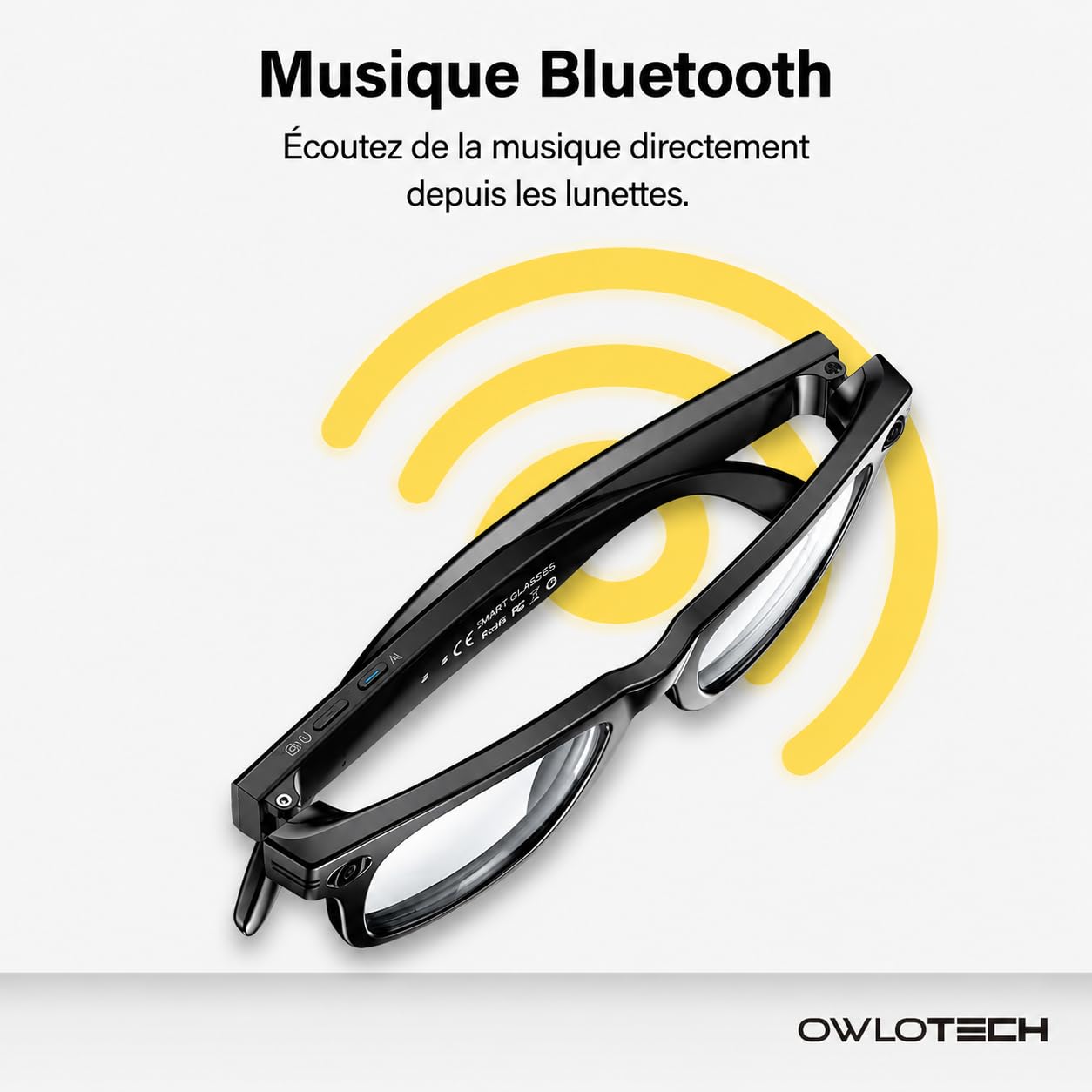 Lens AI Lunettes intelligentes avec appareil photo 32 Mpx, 32 Go, WiFi et Bluetooth, traduction en temps réel, contrôle vocal et tactile, IP65 (verre photochromique)