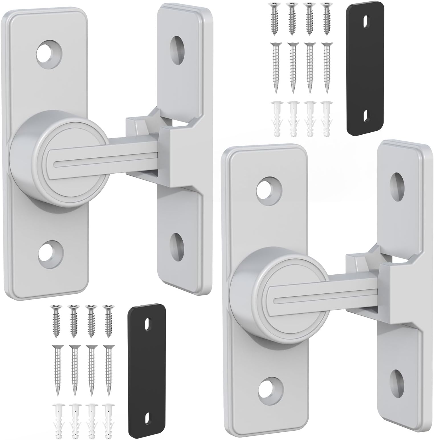 Barn Door Lock Hardware, 90 Degree Heavy Duty Safety Gate Latches Flip Bolt Latch Lock, Barn Sliding Door Latch Suitable for Garden, Bathroom, Outdoor, Window (White-2PCS)