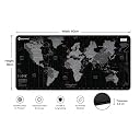 ZEMRO Mouse Pad, World Map Desk Mat, Non-Slip, Black, 60 cm x 30 cm x 0.2 cm, Smooth Surface for Enhanced Control gallery image