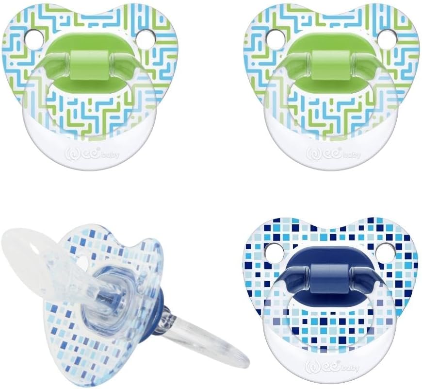 Wee Baby (4Pack) Baby Dummies Durable, Vibrant Teething Dummy with