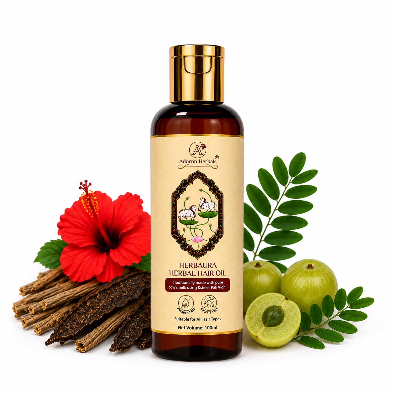 Herbaura Herbal Hair Oil with Traditional Ksheer Pak Vidhi Oil Reduces Hair Fall Nourishes Scalp Promotes Strong & Healthy Hair For All Hair Types (100Ml)-image-27