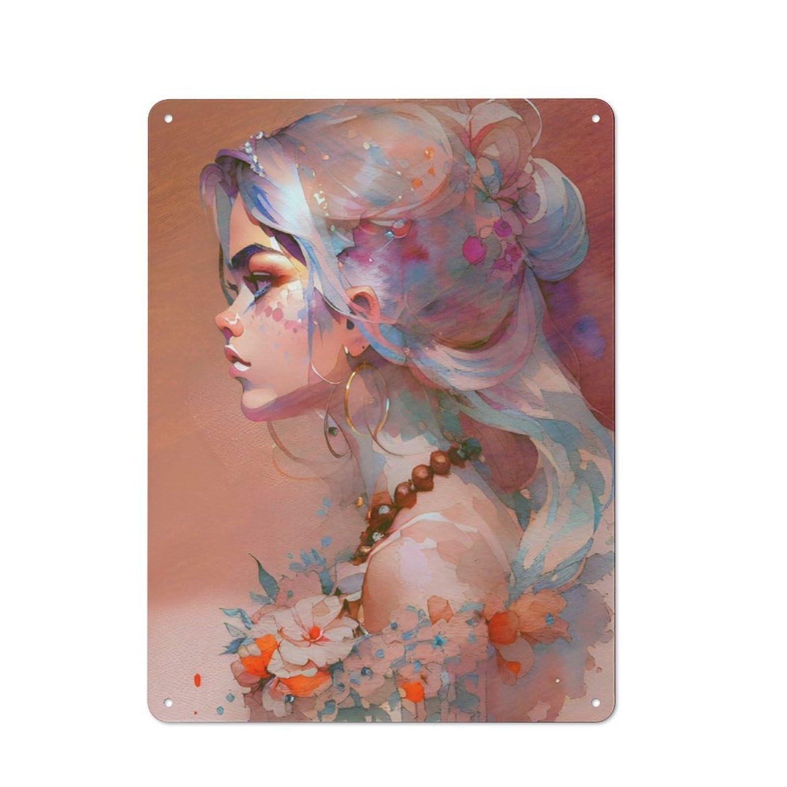 Junmoney Painted Fae In Profile Metal Plaque 40X30cm With For Garage Wall, Retro Decor, For Garage Decor Collectors Refreshing A Room In Autumn