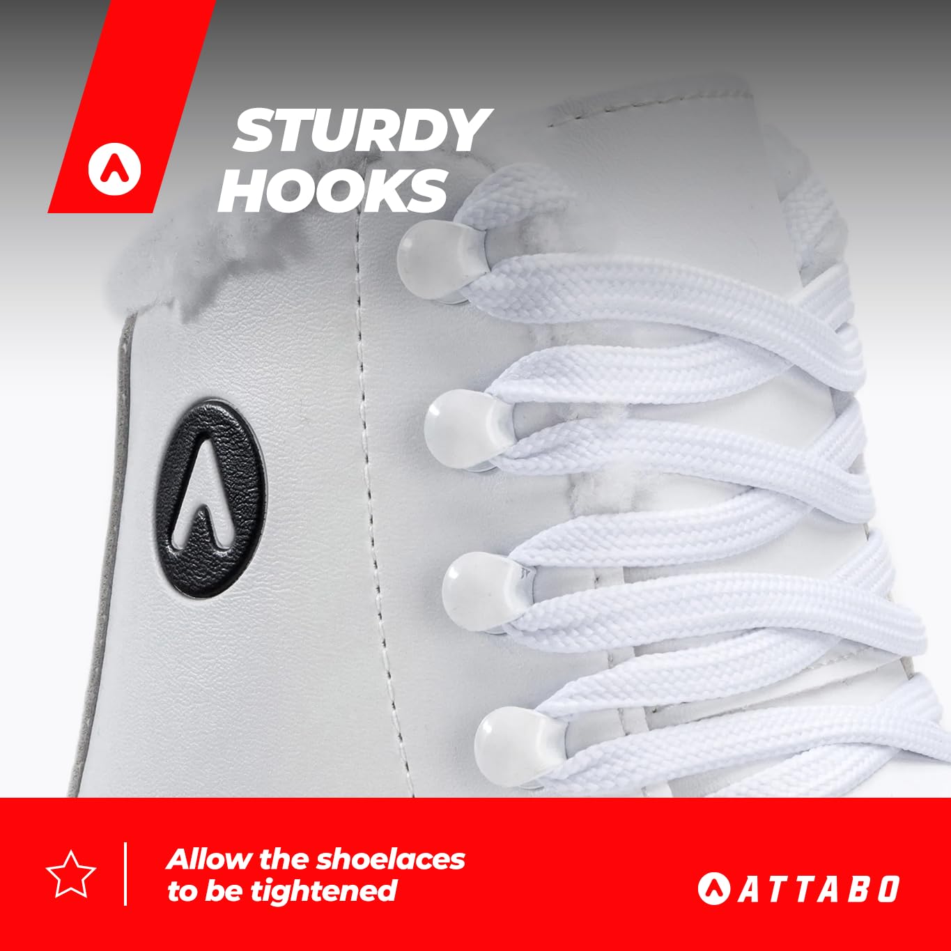 ATTABO Eislaufschuhe Damen Schlittschuhe Weiß 36-41, Schnürung, klassisches Design, Wärme und Komfort, Schlittschuhe aus Edelstahl, für Anfänger und Fortgeschrittene bis 100 kg