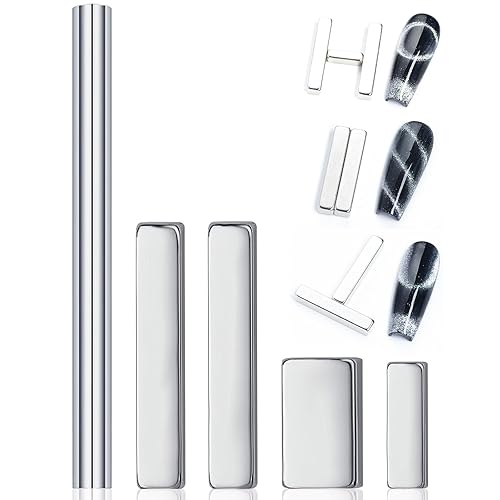 JCAKES 5 imanes de ojo de gato, imán de ojo de gato para uñas, esmalte de gel magnético, imanes magnéticos de madera de ojo de gato, herramienta de