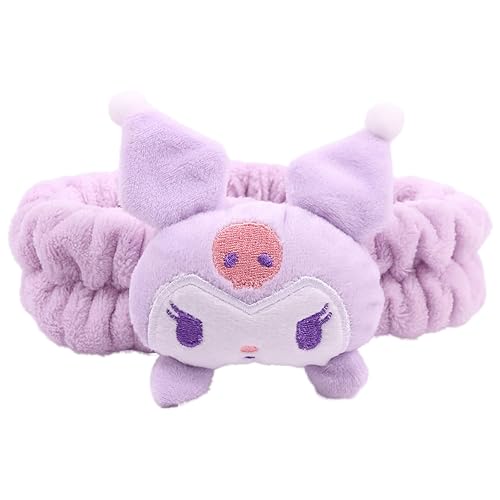 Diadema de maquillaje Kawaii para lavar la cara, bonita diadema de spa morada para maquillaje, fiesta, ducha, accesorios para el cabello, diadema de