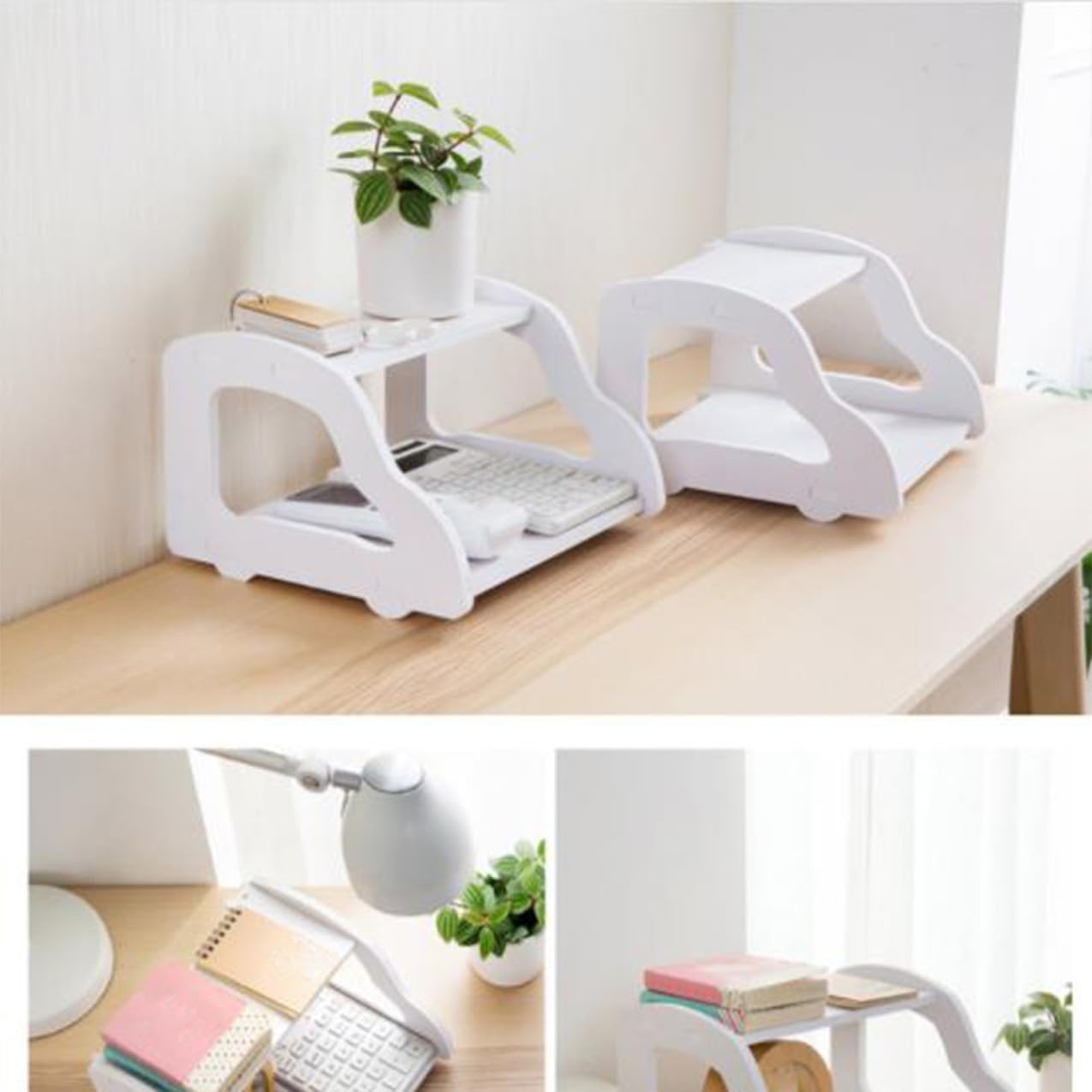 CHILDWEET Wall Mount Router Shelf 2-Tier Modem Holder Punch-Free Design White for Home Office and Entertainment Centers Space-Saving Router Storage Solution