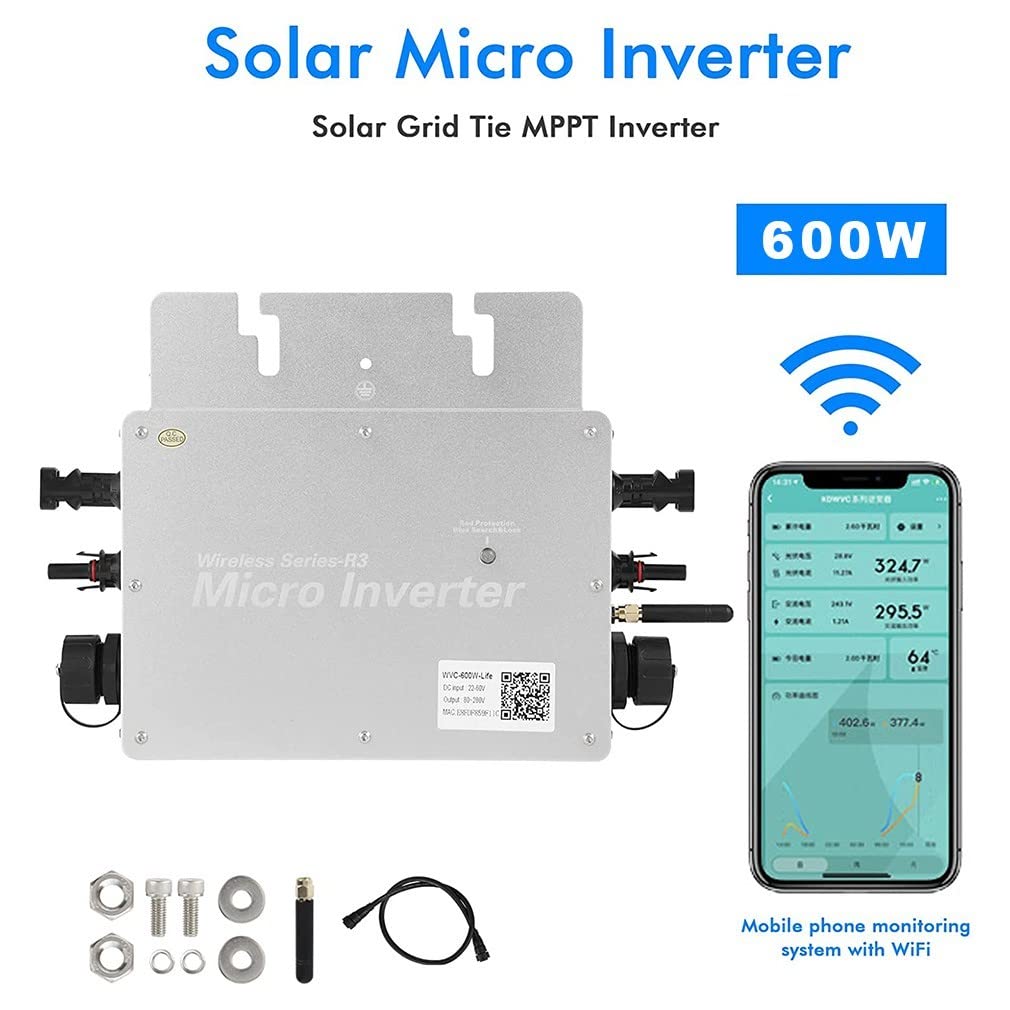 600W/700W/800W Micro-Onduleur Solaire Grid Tie Micro Onduleur Smart Micro Inverter 110V/220V WiFi Solar Grid Inverter Ip65 ImperméAble MPPT Grid Tie Inverter Efficacité 99,5%