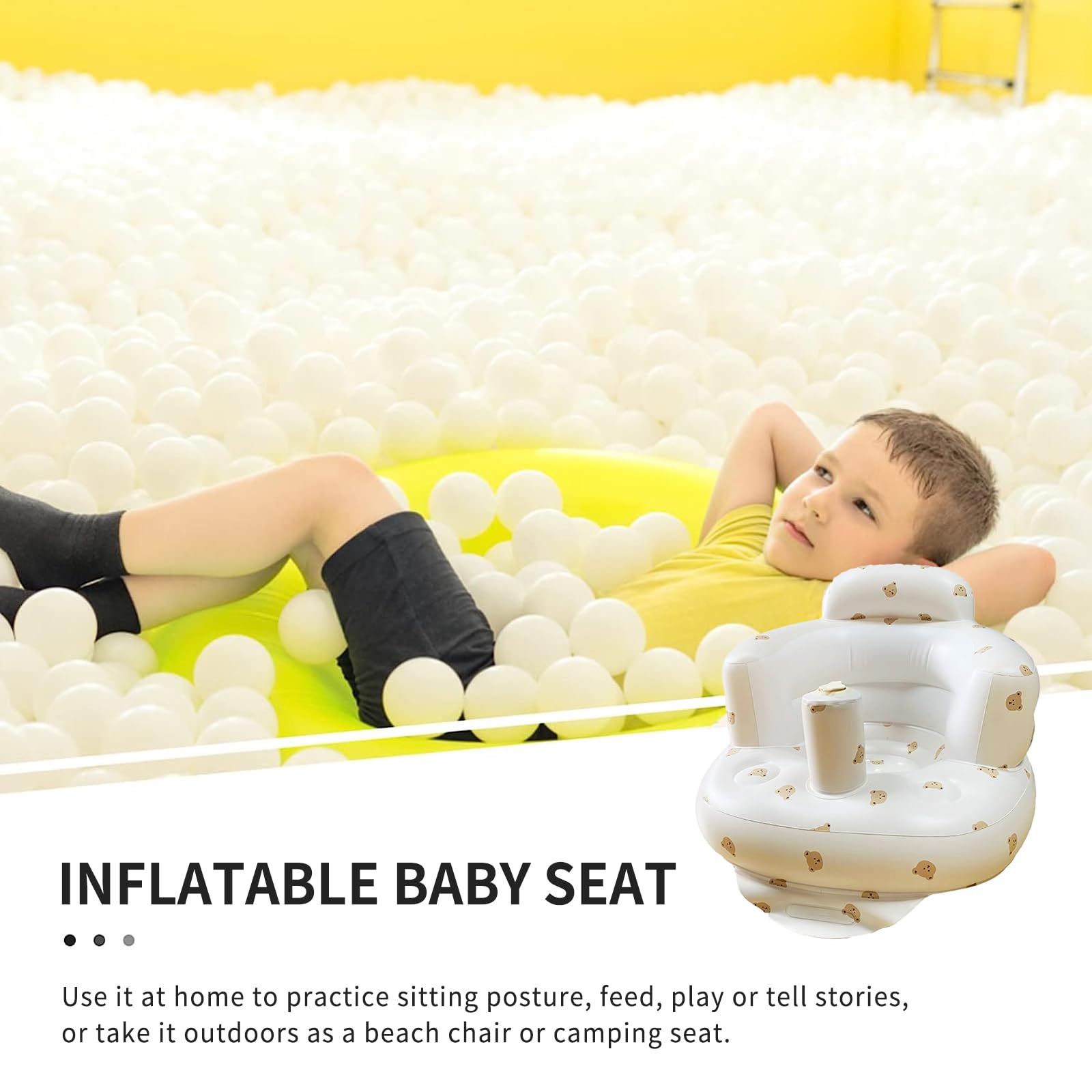 Seggiolino Gonfiabile per Bambini da 3 a 36 Mesi,Seggiolino Gonfiabile Neonato,Sedia Gonfiabile,Seggiolino per Bambini,Sedia per Baby Shower,Chaise Bébé Gonflable,per Imparare a Sedersi