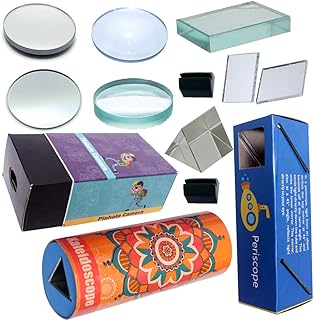 Educational Lens, Mirror, Glass Slabe, Prism Set With Periscope, Kaleidoscope & Pinhole Camera- For Boys & Girls Science Fair Model- Stem Activity, Teen, Multicolor