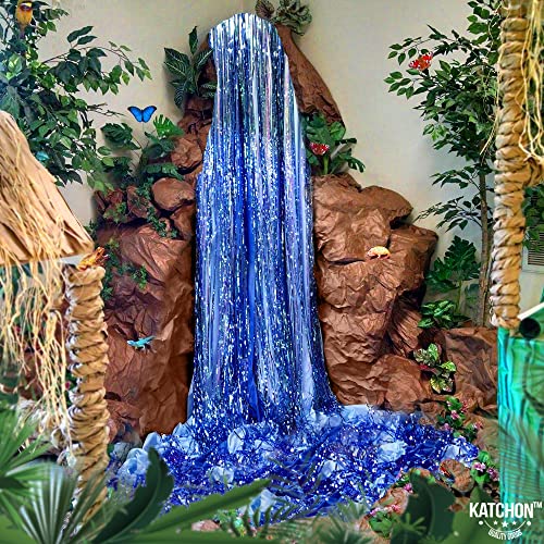 Katchon, Xtralarge Blue Fringe Backdrop - 6.4X8 Feet, Pack Of 2 | Blue Streamers Party Decorations | Blue Fringe Curtain For Ocean Decorations | Under The Sea Party Decorations, Blue Party Decorations #TOP7