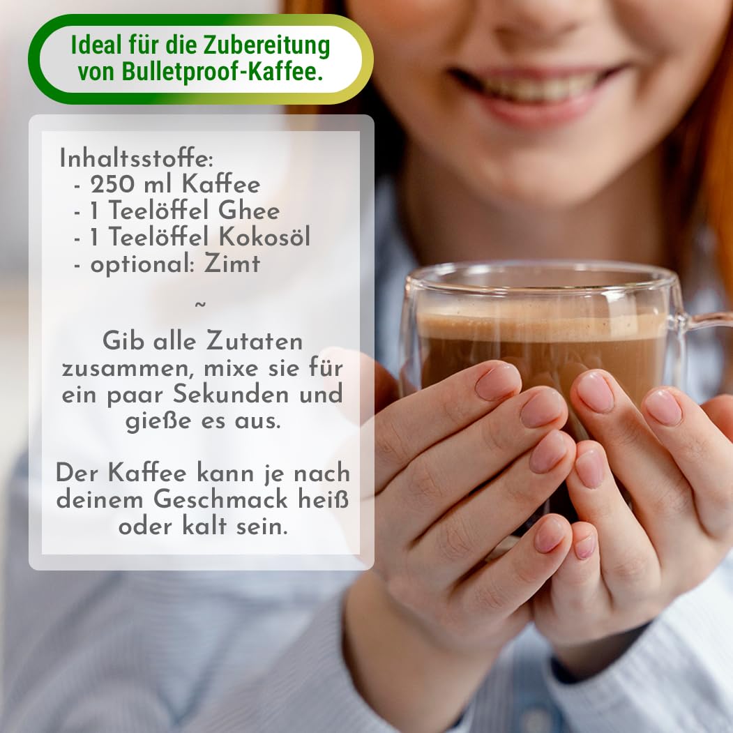 Exponatura Bio-Ghee - Geklärte Butter nach alter ayurvedischer Rezeptur - nur aus der Milch von Weidekühen - laktosefrei, extrem bekömmlich (1250 g)