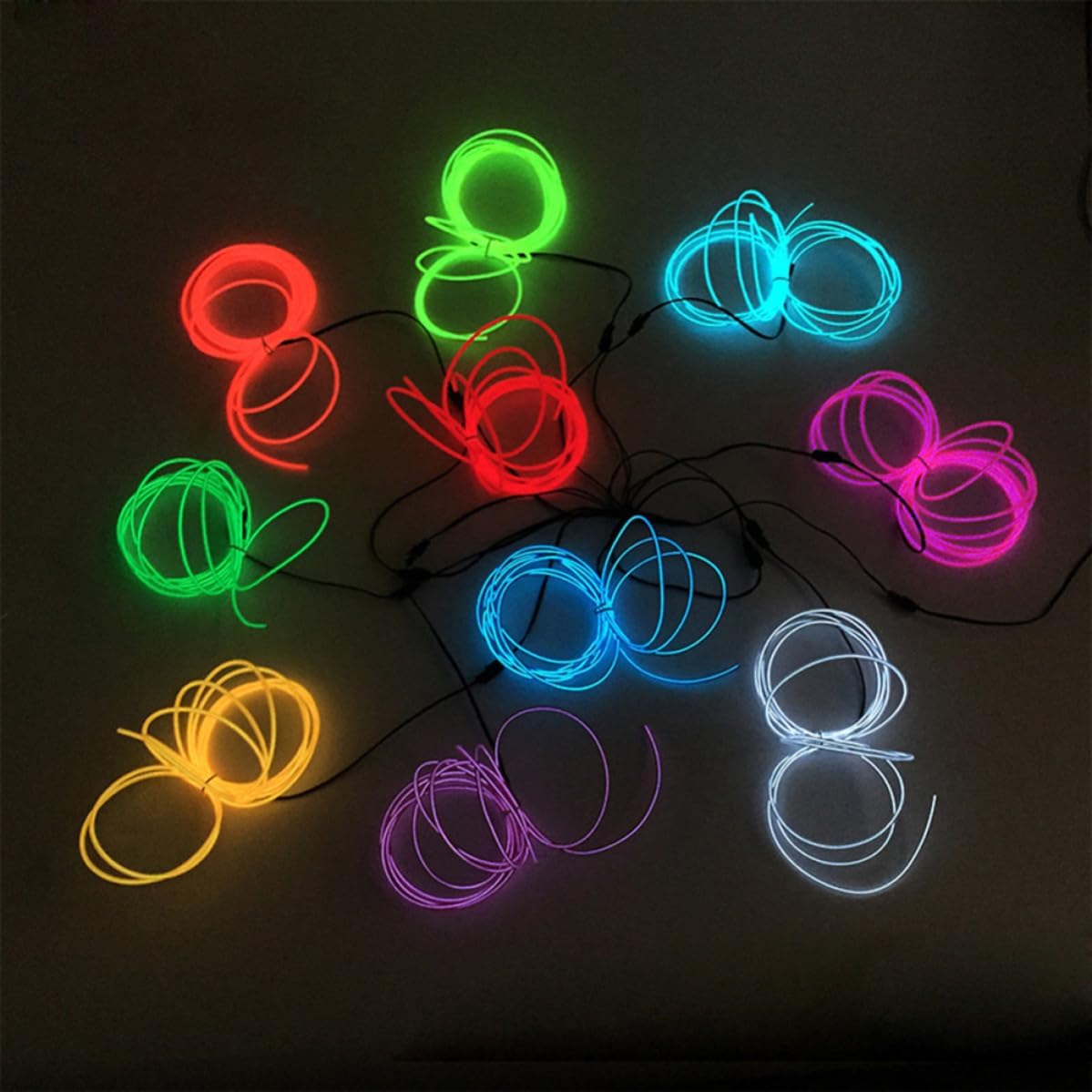 Red El Wire Rope Light Strip, 2 Meter Set Battery Pack