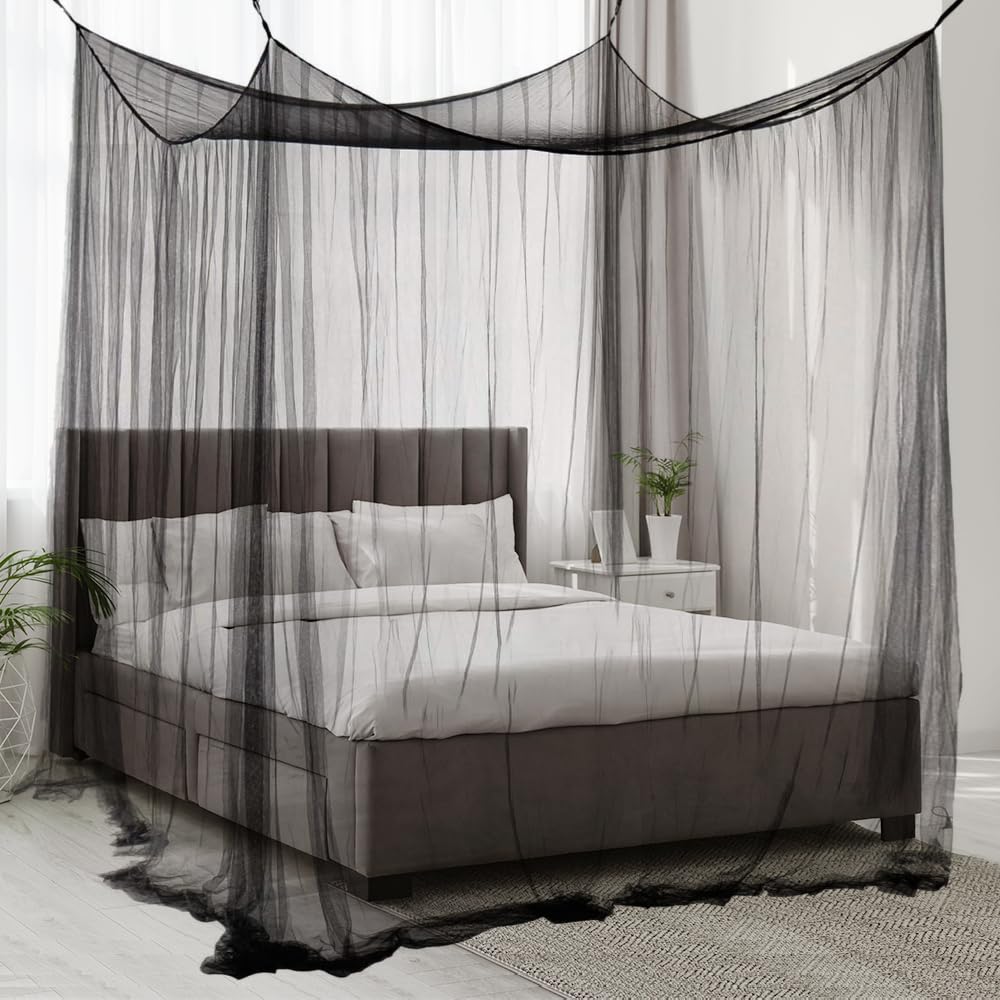 Ciel de lit Moustiquaire Baldaquin à Quatre Portes, Polyester Grande Moustiquaire pour Lits Simples et Doubles - Intérieur et Extérieur - 210x240x190cm