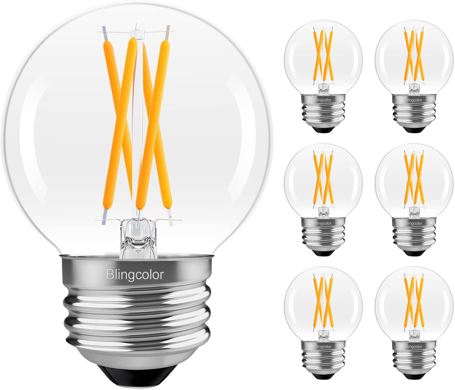Dimmable E26 LED Bulb 4W Equal E26 40 Watt Light Bulb, 6 Pack G16.5 Light Bulbs Warm White 2700K, 4W LED Globe Small Light Bulbs for Chandelier, Ceiling Fan, Vanity, Wall sconces, AC120V, 400LM