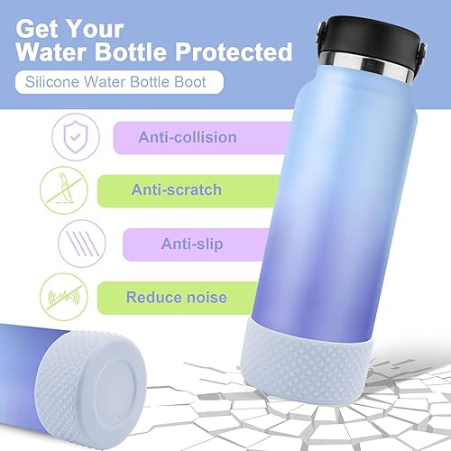 Miniatura 3 de Desing Wish Bota de silicona de diamante compatible con botellas de agua Hydro Flask de 12-24 onzas, 32 onzas y 40 onzas, funda protectora para