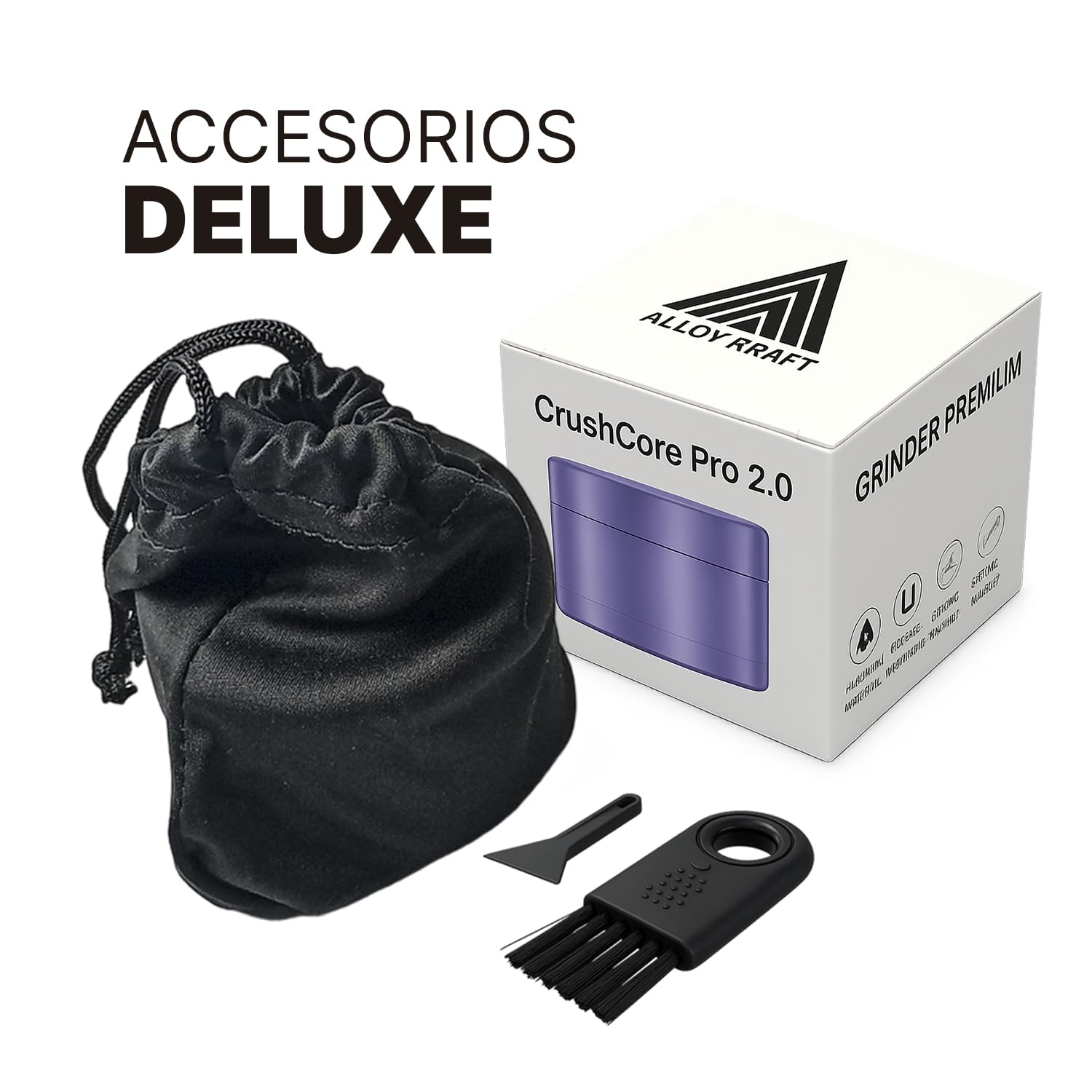 Grinder profesional Crush Core PRO 2.0 - Nuevo triturado 2.0 | 100% Aluminio aeronáutico | 63 mm de diámetro de 4 piezas | imanes N52, gran capacidad | Molinillo de Hierbas y especias. (Purpura)