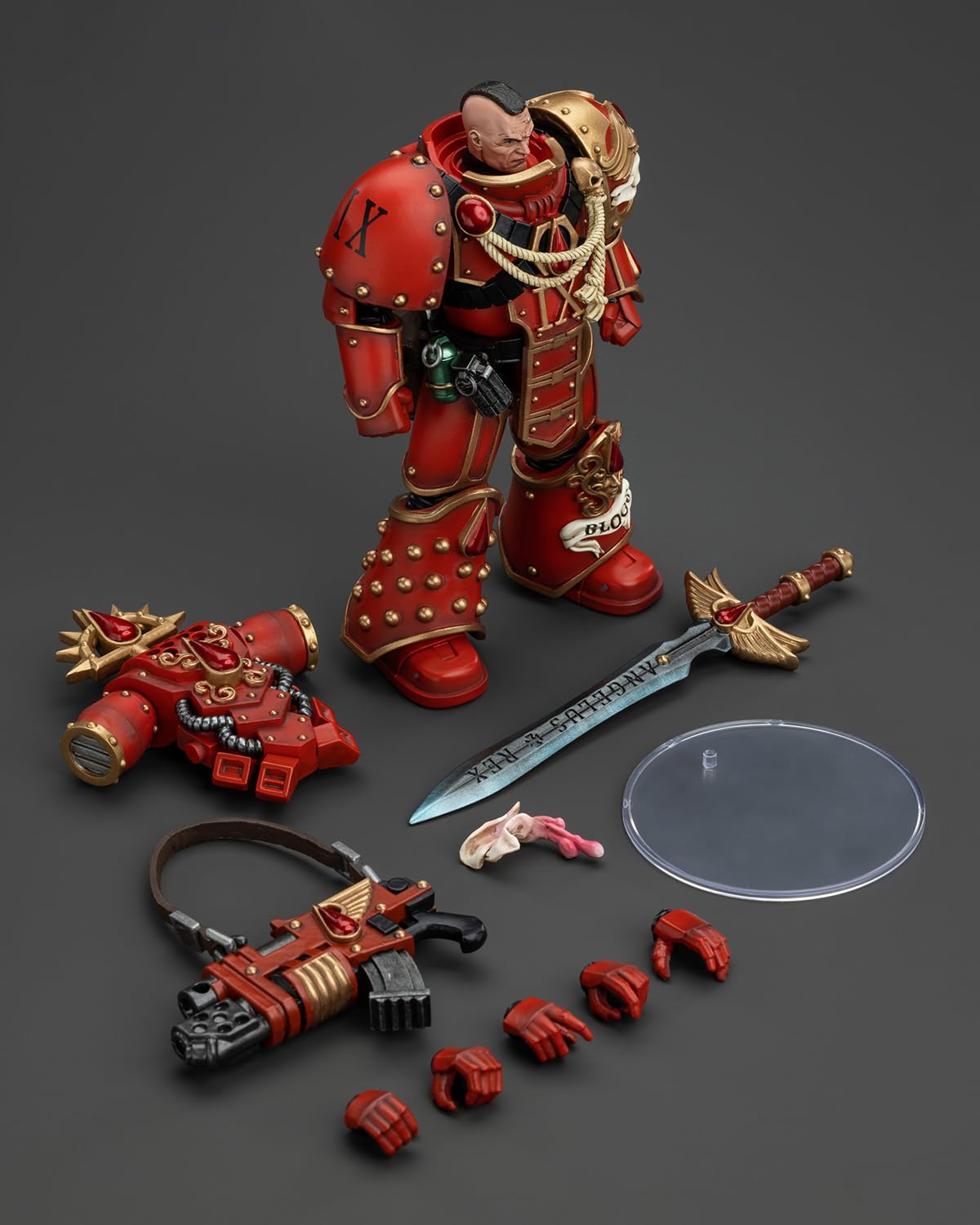 GWTCTOY JoyToy Warhammer 40K oryginalna figurka akcji 1:18, Blood Angels Raldoron, pierwszy kapitan krwawych aniołów, 12 cm, zestawy kolekcjonerskich figurek akcji