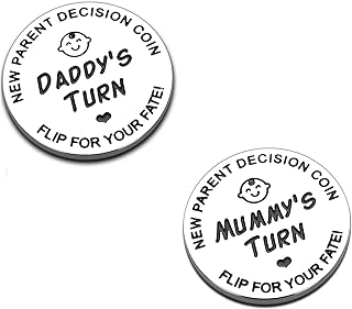 New Parents Gifts for Dad Mom,New Dad Mom Gifts Decision Coin, Funny New Baby Gift for First Time Mummy Daddy,Pregnancy Gift for Baby Shower Mothers Fathers Day Christmas Birthday Thanksgiving Gift (white)