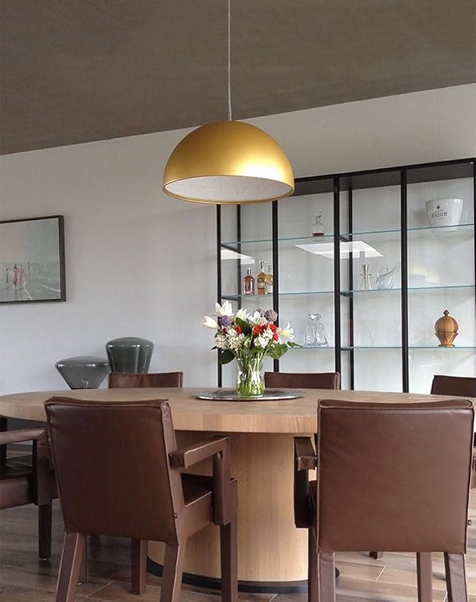 Quevia-Eletro Φ40 cm Elegante Ronde Hanglamp Van Hars Goud Lampenkap Hanglamp Sky-Garden Sculptuur Creatief Design Dining Lamp Hoogte Verstelbare Ophanging Woonkamer Eetkamer Tafel Gallery Cafe Hanging, E27 photo 2