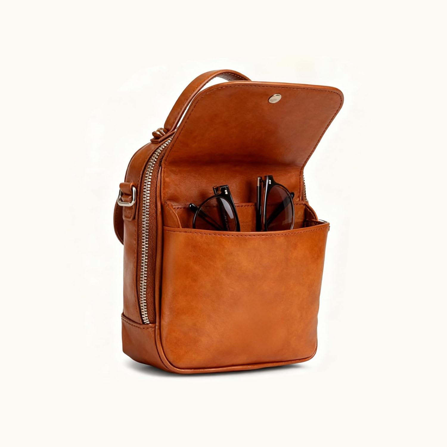 Genuine Leather Glasses Crossbody for Women, Multi-functional built-in, Crossbody&Handbag bag, travel and everyday use