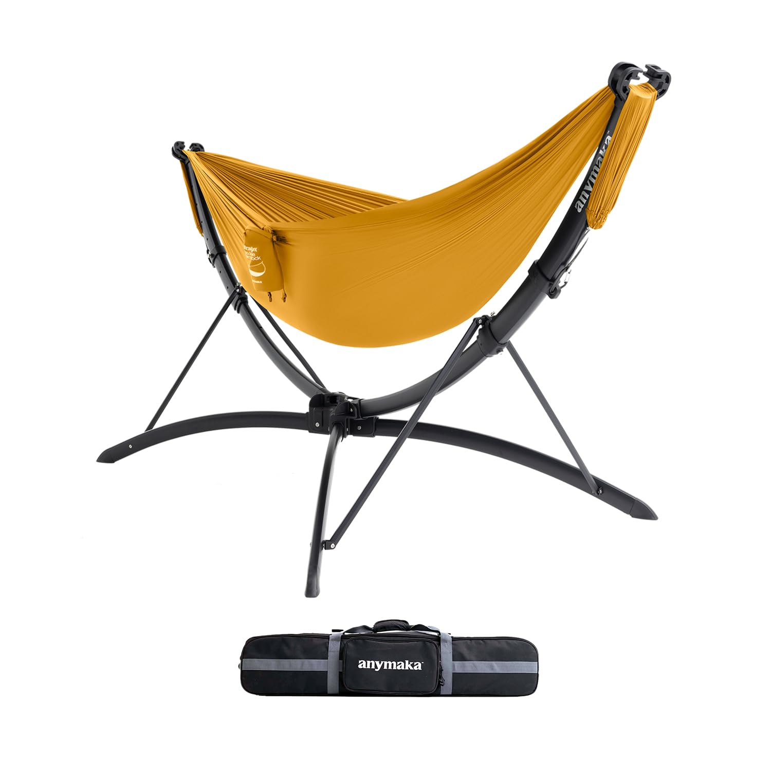 anymaka Set Up in 3 Seconds Hammock Stand - 550 LBS Capacity - Portable Hammock Stand Stable on Any Terrain, Weather Resistant Sunset Yellow