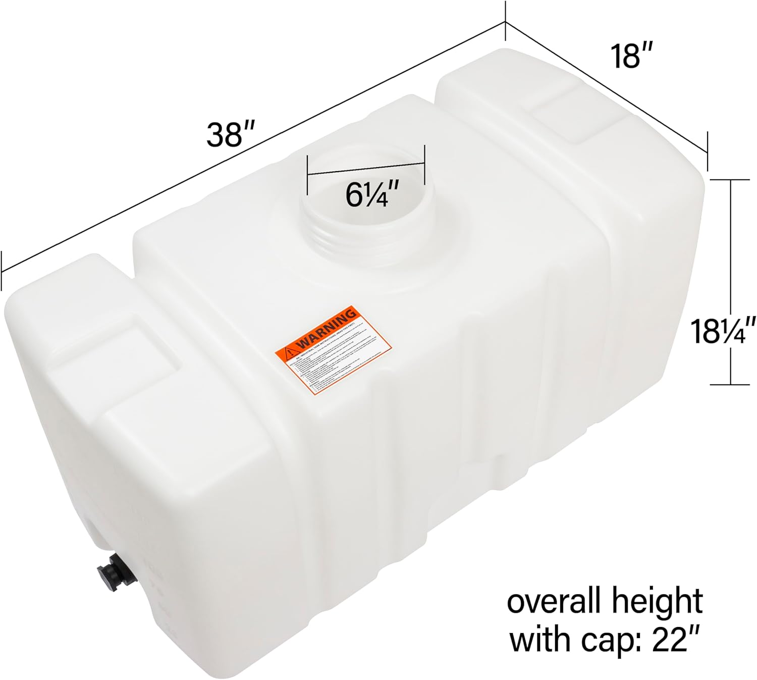 50 Gallon Water Storage Tank and Sprayer Tank, Square Plastic Reservoir for Water and Non-Flammable Liquids, 38.00" L x 18.85" W x 22.55" (107049A03)
