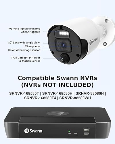 Vista 28 de SWANN Master 4K Sistema de cámara de seguridad para el hogar de 8 canales, NVR de 1 TB, 4 cámaras IP PoE al aire libre, CCTV de vigilancia con cable