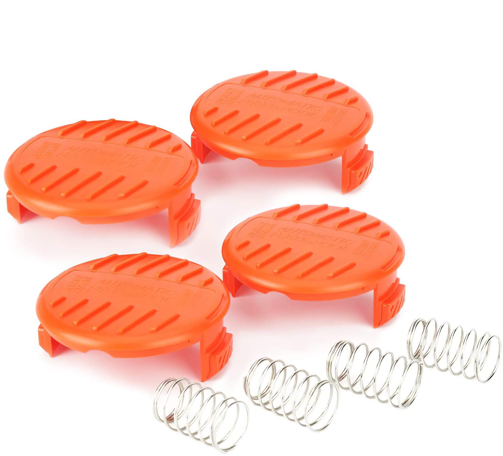 YWTESCH Trimmer Replacement Spool Cap Covers Compatible for Black+Decker Trimmer,4 Pack (4 Spool Cap+4 Spring)