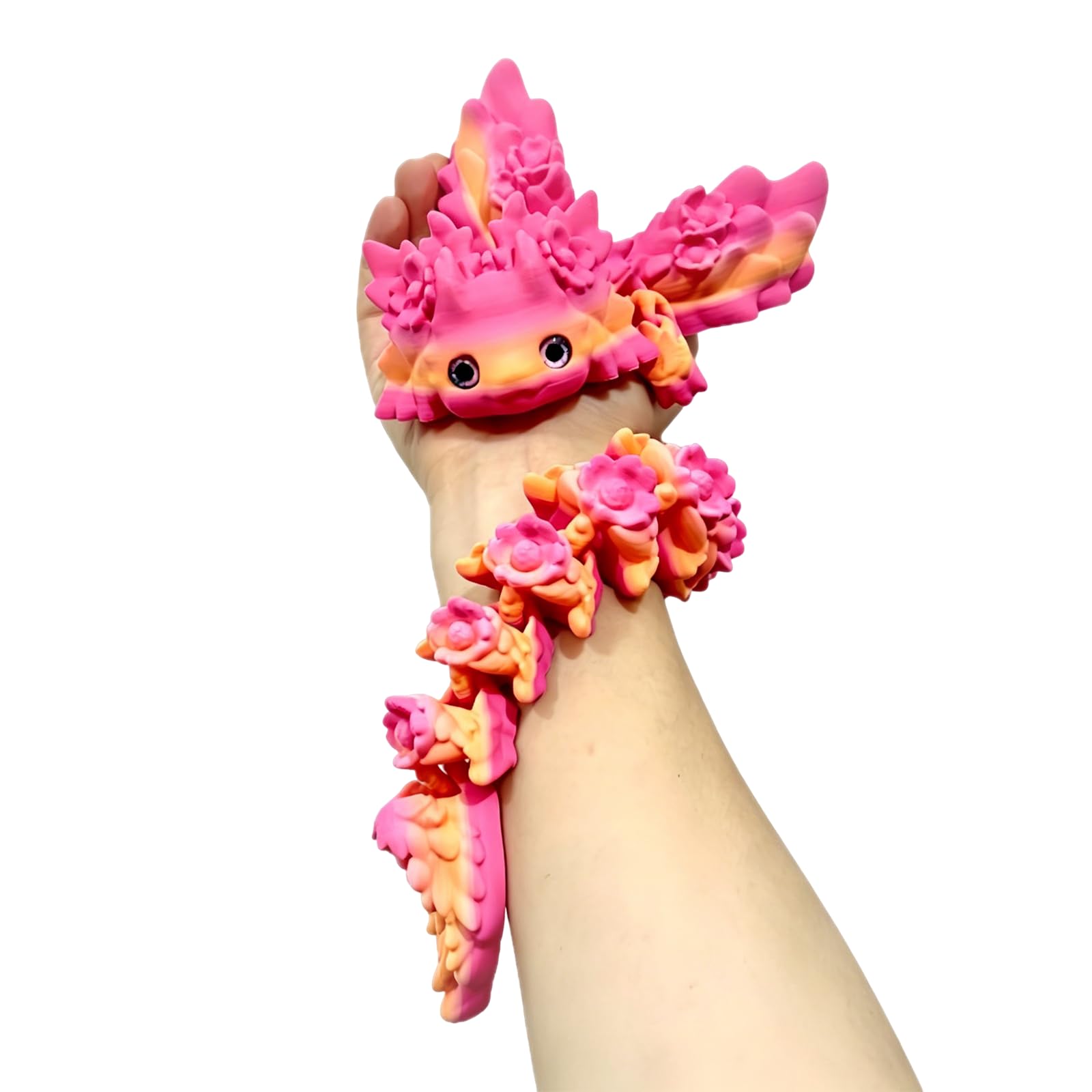 Mtbricey 3D Printed Axolotl Figure 21 cm / 8.27 in Articulated Salamander Toy Joint Movable 3D Printed Animals Fidget Toy Cute Axolotl Plush Alternative Fun Desk Home Office Decor Gift for Adults (D)