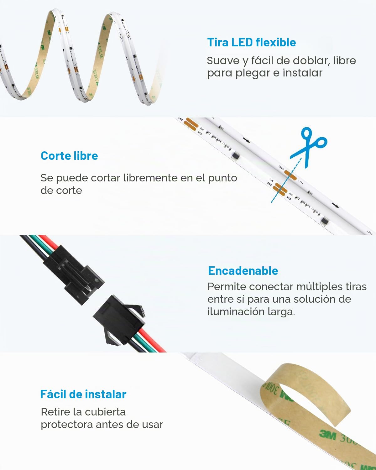 ALITOVE COB - Tira de luces LED direccionables RGB IC WS2811 de 12 V, tira de luces LED de 16.4 pies, 3600 LED, programable, digital, flexible, LED, para recámara, TV, decoración del hogar (sin fuente