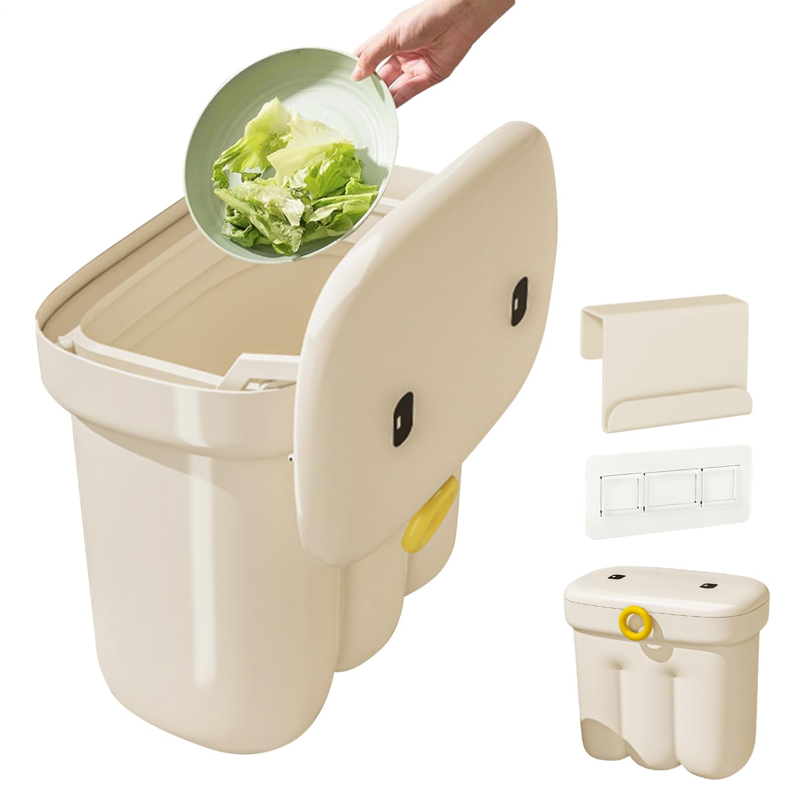 Bac à compost de cuisine mural avec couvercle pour placard et plan de travail