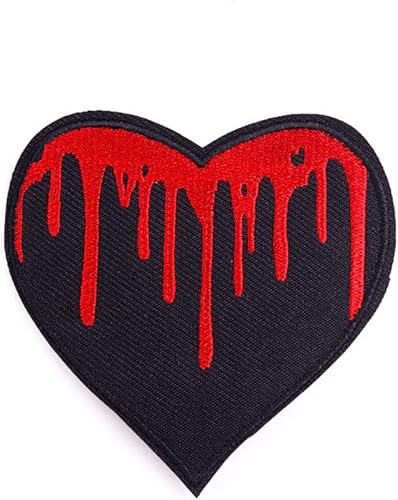 Calcomanía de bordado de volcán de lava de corazón de dibujos animados, calcomanía de tela bordada de corazón, chaqueta punk con adhesivo de disponible en Yaxa Costa Rica