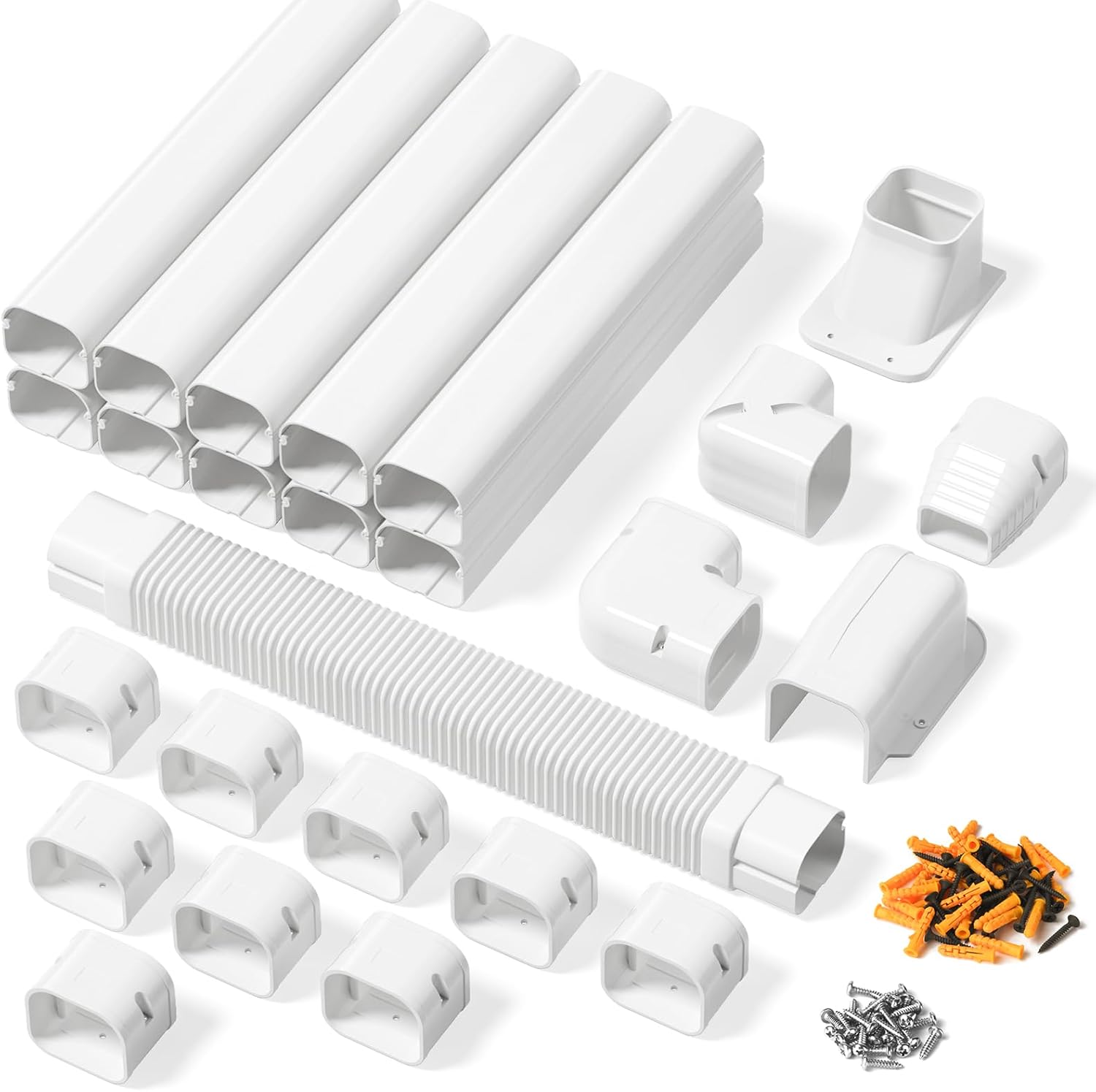 Kalkehay 3" x 16Ft Mini Split Line Set Cover Kit: Durable PVC Cover for Clean Ductless AC Installs