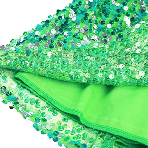 Flofallzique Sparkly Skirts for Girls Sequins Toddler Green Skirts Tutu Kids (6, Green) - Thumbnail 5