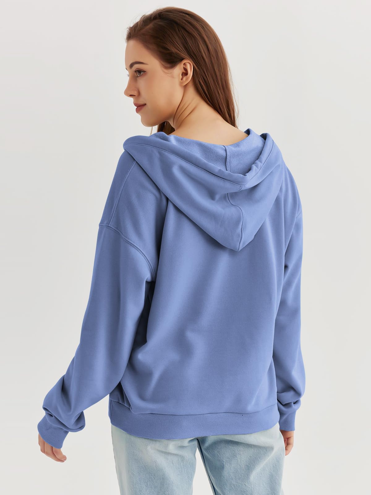 Ezymall Felpe con cappuccio casual da donna Pullover Top coulisse Maniche Lunghe Felpe Autunno Vestiti con Tasca