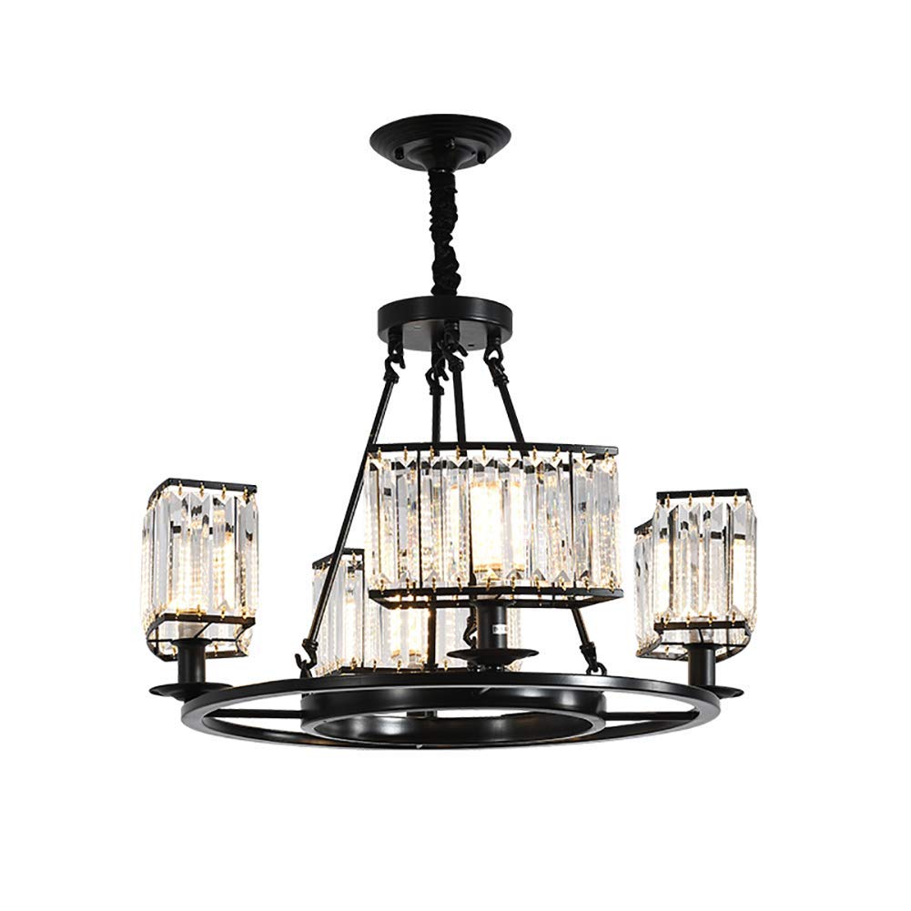 SXECAEPS Modern creative chandelier Crystal 4 Lights Nordic Modern Ceiling Light Fixture Industrial Lighting for Dining Room Kitchen Living Bedroom/Black/4