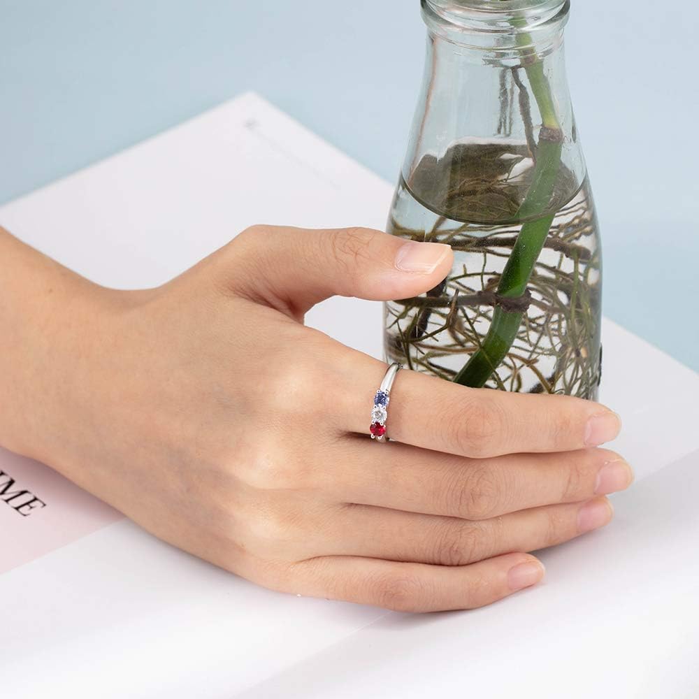 Personalized Mothers Rings with 2/3/4 Simulated Birthstones Custom Mother Daughter Ring Jewelry for Women Engagement Wedding Promise Rings for Her