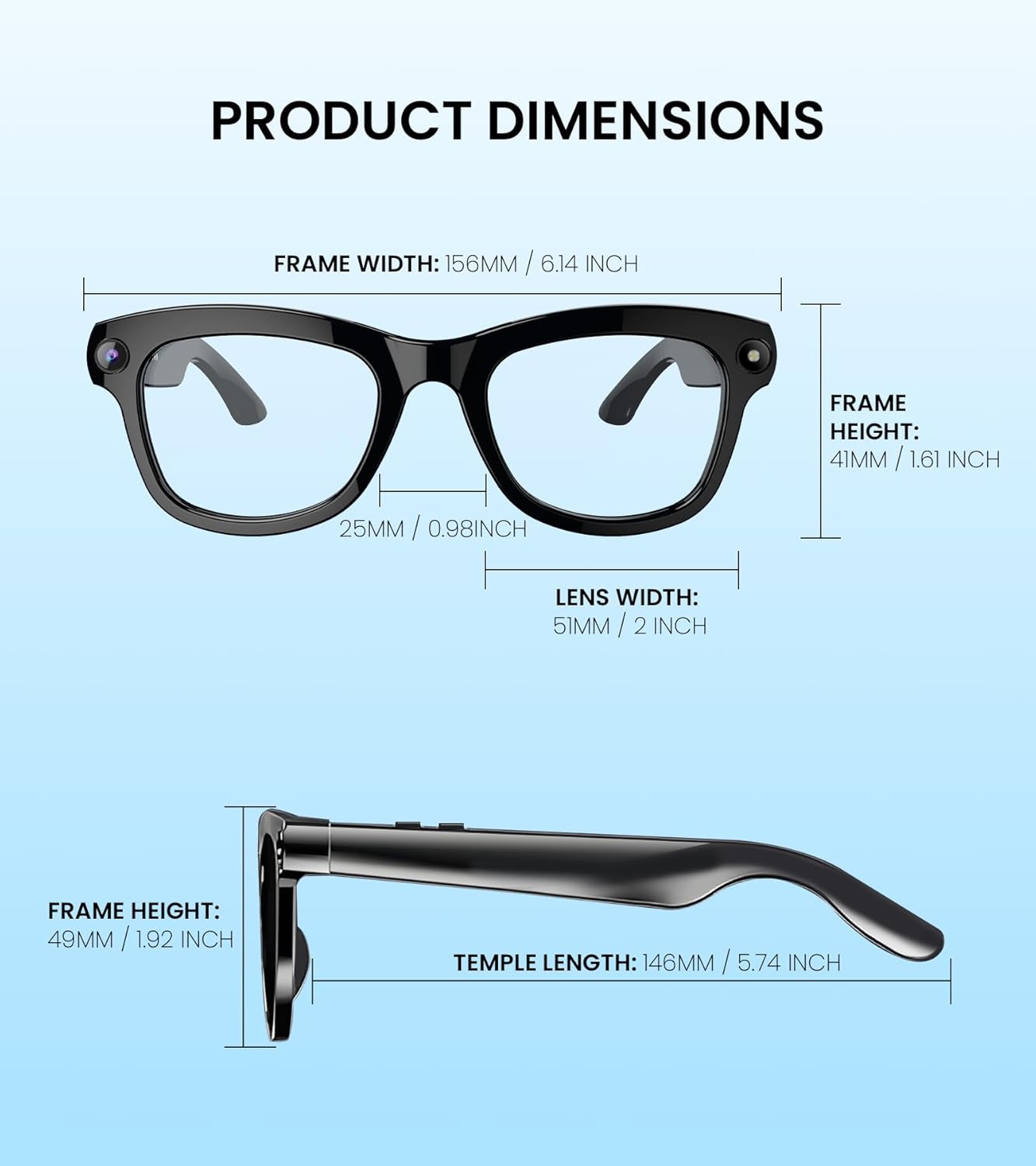 AI Smart Glasses with Camera and Bluetooth, 8MP 2K HD Camera Glasses, AI Voice Assistant, AI Photo Recognition & Translation, Open-Ear Audio for Travel, Meetings, Hands-Free Music Calls (S)