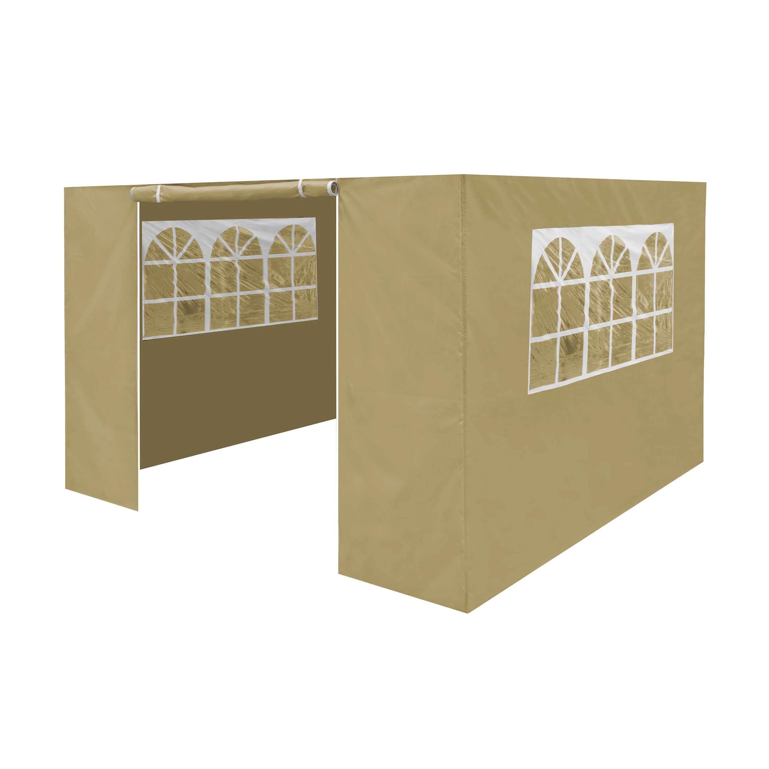 Dellonda Premium Side Walls/Doors/Windows for Gazebo/Marquee, Fits 3 x 3m Models - Beige - DG146