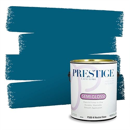 Prestige Paints - Pintura exterior e imprimación en uno, 1 galón, plano, coincidencia comparable con Behr Misty Isle, P500-N-MQ5-62