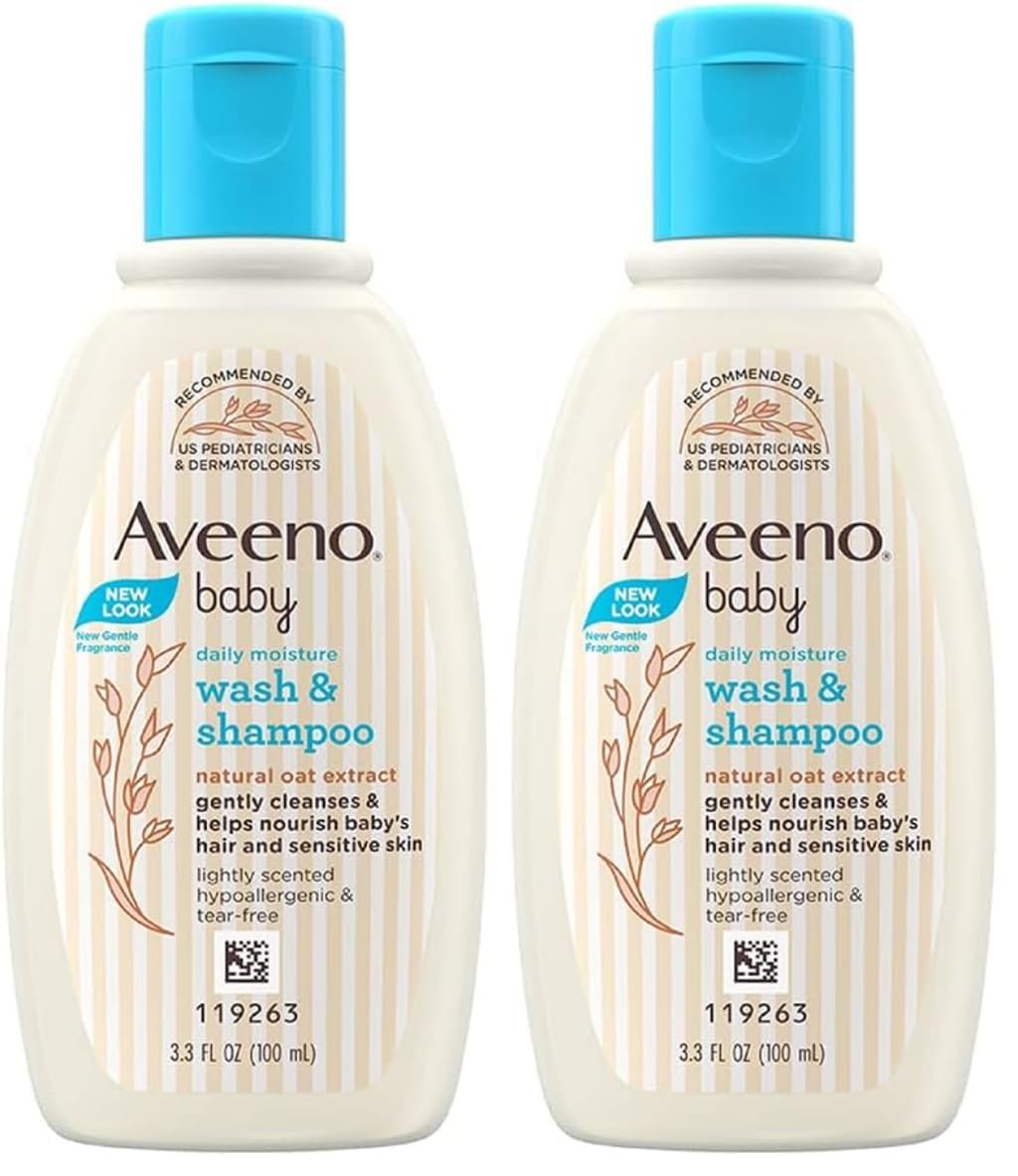 Aveeno Baby Daily Moisture Wash and Shampoo (100ml) | Cleanses hair & body | Oat kernel extract & glycerin | Tear-free, soap-free, paraben-free, hypoallergenic | US #1 Pediatrician recommended-image-16