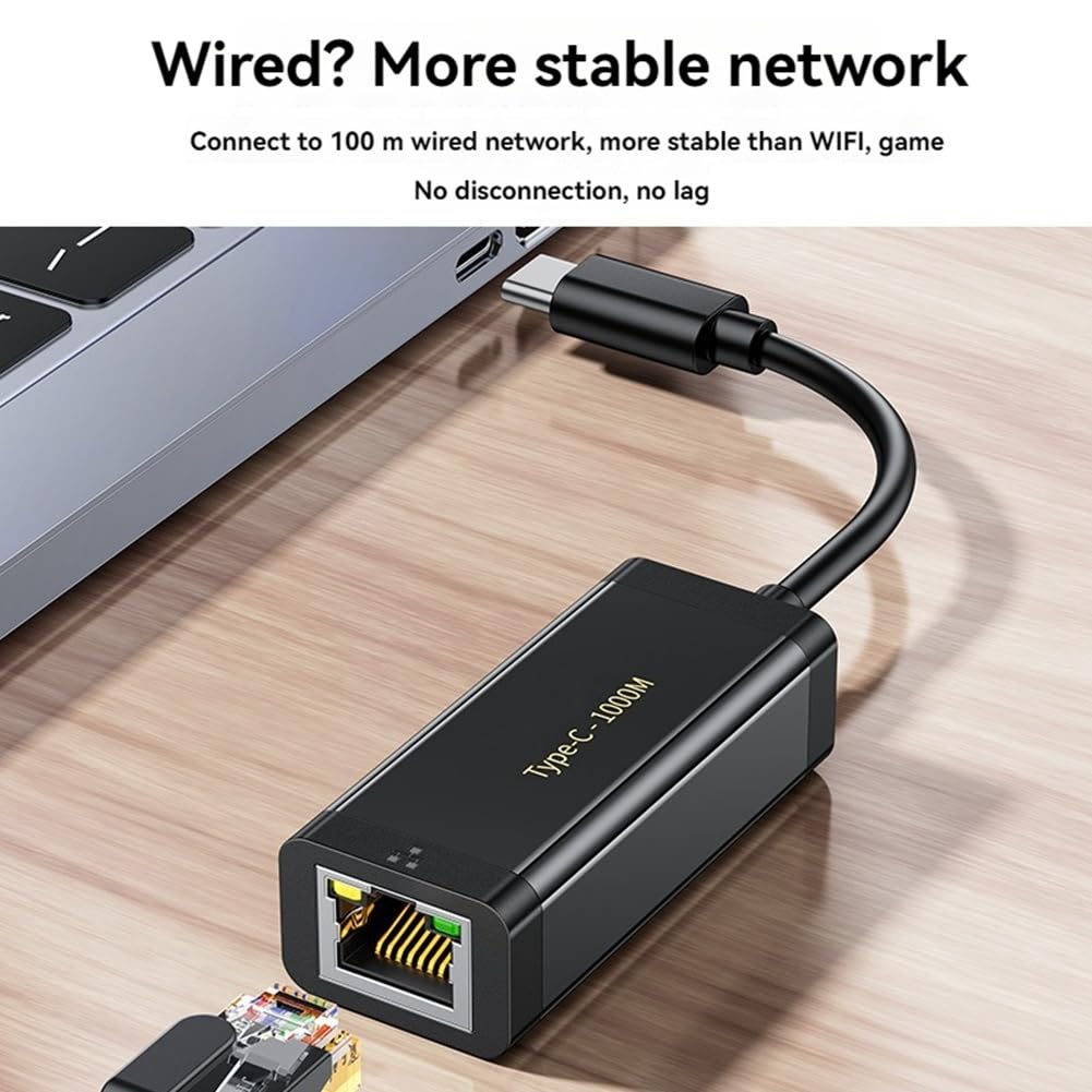 Adattatore Type-C A Gigabit Ethernet Scheda di Rete USB-C 1000Mbps Scheda di Rete Type-C A RJ45 LAN per Notebook Driver-Free