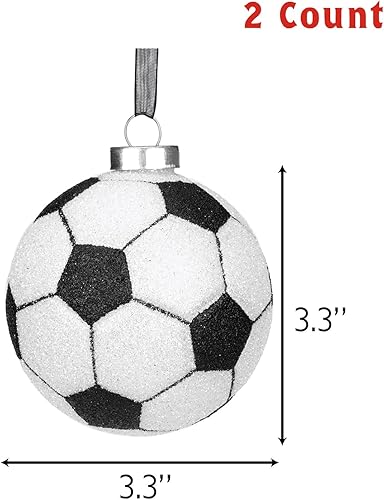 Miniatura 2 de Every Day is Christmas Adornos de vidrio soplado, bonitas figuras hechas a mano, decoración de árbol, juego de 2 pelotas de fútbol