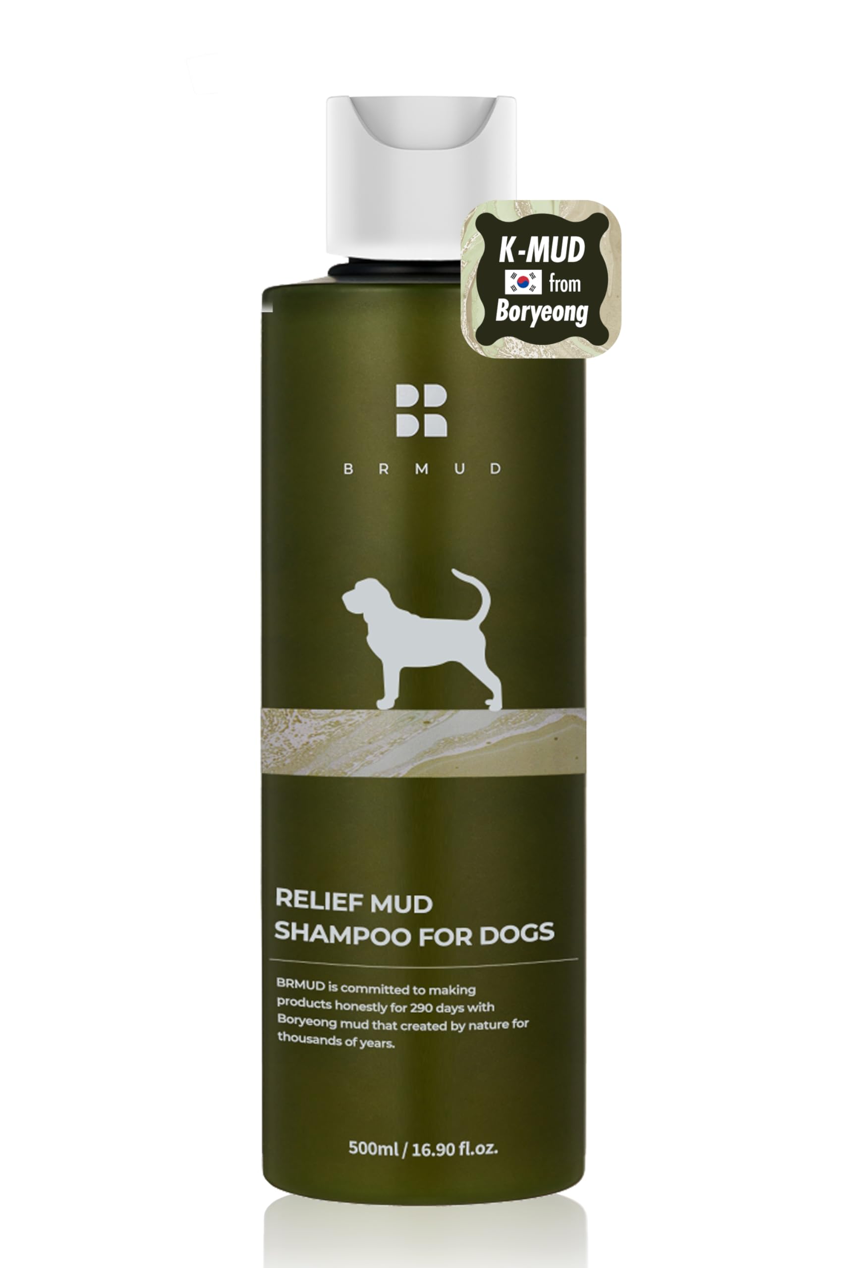 BRMUD Relief Mud Shampoo for Dogs | Soothing, Hypoallergenic, Tearless Deodorizing Dog Shampoo w/Nourishing Extracts | for Dogs & Puppies (16.9 fl oz)